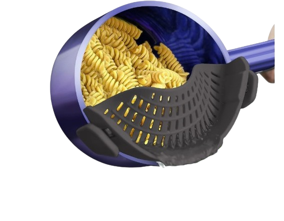 AUOON Clip On Strainer Silicone for All Pots and Pans, Pasta Strainer Clip on Food Strainer for Meat Vegetables Fruit Silicone Kitchen Colander (Gray)