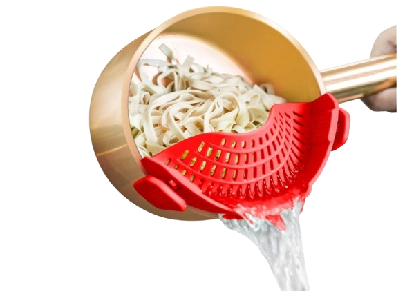 Clip On Strainer Silicone for all Pots and Pans, AUOON Pasta Strainer Clip on Food Strainer for Meat Vegetables Fruit Silicone Kitchen Colander